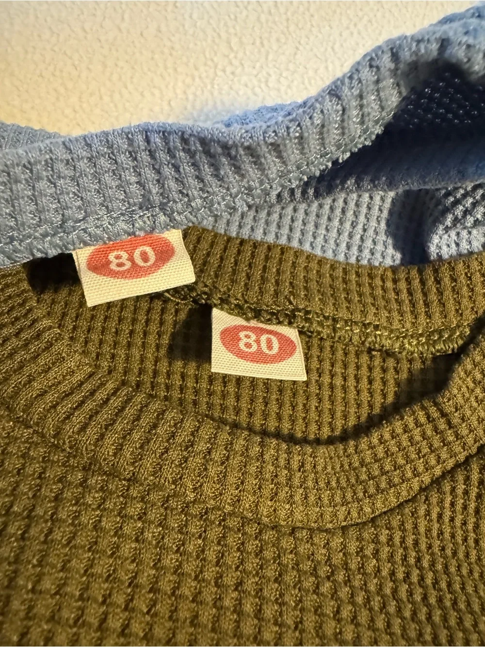 Set of 2 Baby Colorblock Waffle Knit Sweatshirt & Jogger Sets Size 80 (US 6-12m)